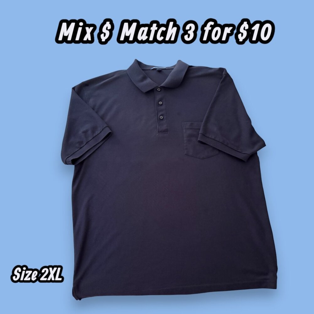 Port Authority Men's Deep Navy Cotton Blend Short Sleeve Casual Golf Shirt